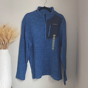 Eddie Bauer Men's Royal Blue Zip Up Sweater - Size L